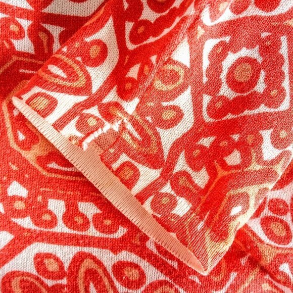 Carole Little Orange White Print Cotton Cardigan - Picture 3 of 5